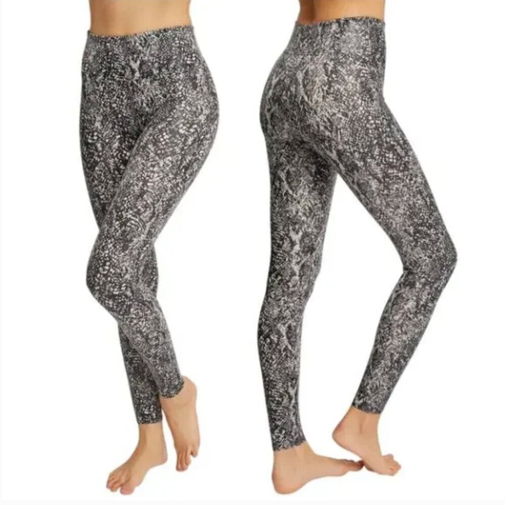 Spanx Faux Leather Snake Shine Leggings in Gray Snake, Medium